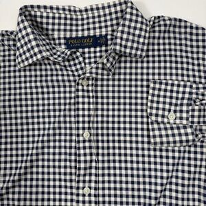 Polo Golf Ralph Lauren Navy White Checkered Buttondown Shirt Men’s M Long Sleeve
